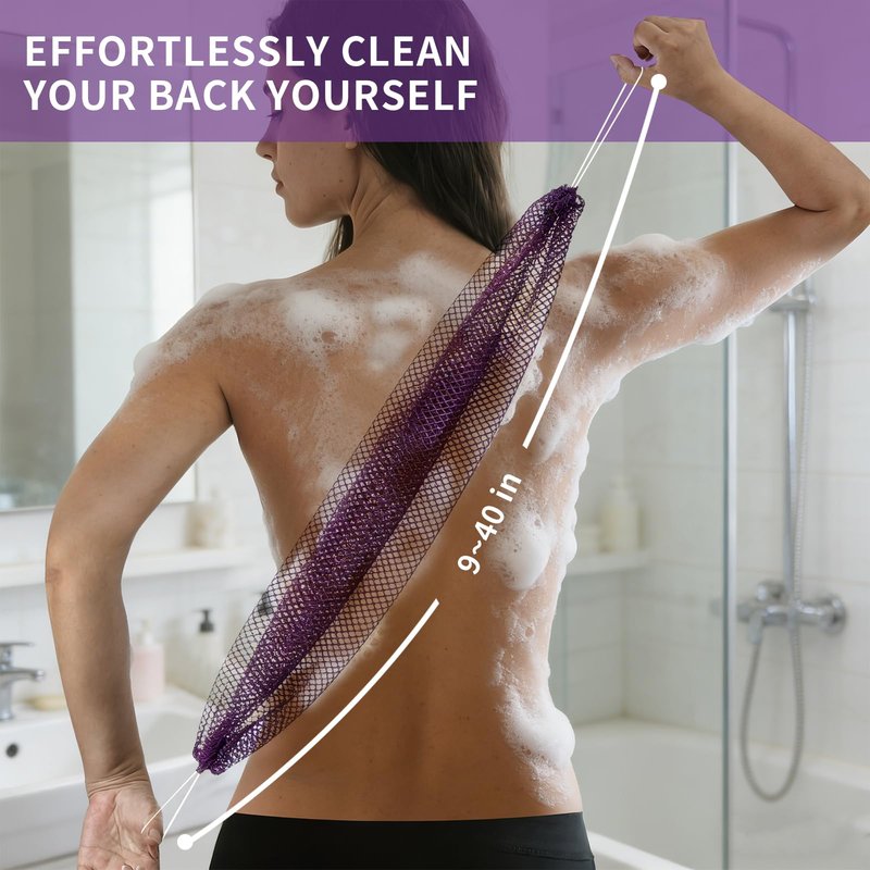 CZZXI African Net Sponge 3 Pieces, Authentic Exfoliating Body Scrubber for Back & All Skin Types, Bath Sponge for Face & Body with Gentle Deep Cleansing (Purple, Pink,Yellow)