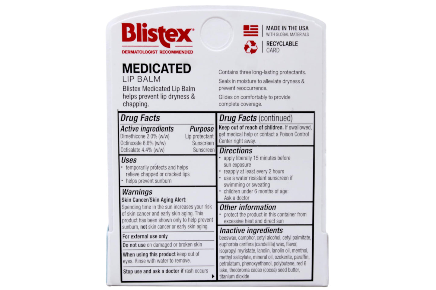 Blistex Medicated Lip Balm, Regular, SPF 15, Pack of 3