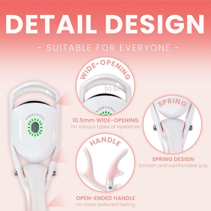 Electric Heated Eyelash Curler Kit Hot Lash Therapy Professional Eyelash Tools Battery Powered Lash Lifter Rechargeable Clamp for Various Eye Types Plastic Material (Colour White)