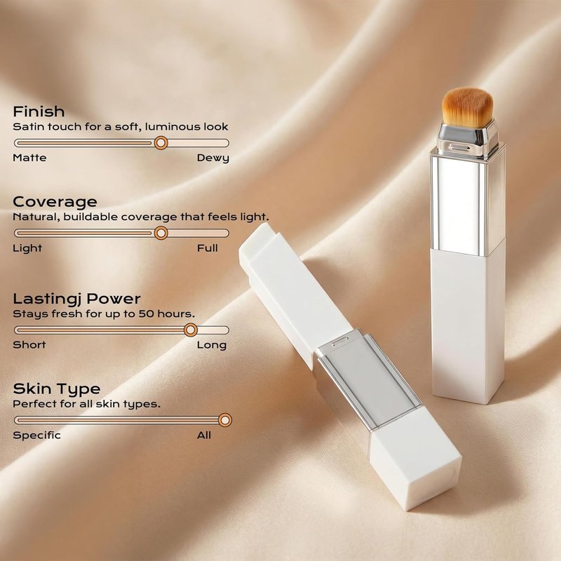 Color Changing Foundation Stick - Hydrating Concealer Base Makeup with Built-in Brush | Portable Natural Cream