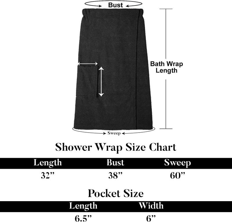Premium Cotton Terry Women's Towel Wrap - Super Soft Bath Robe with Pockets for Spa & After Shower