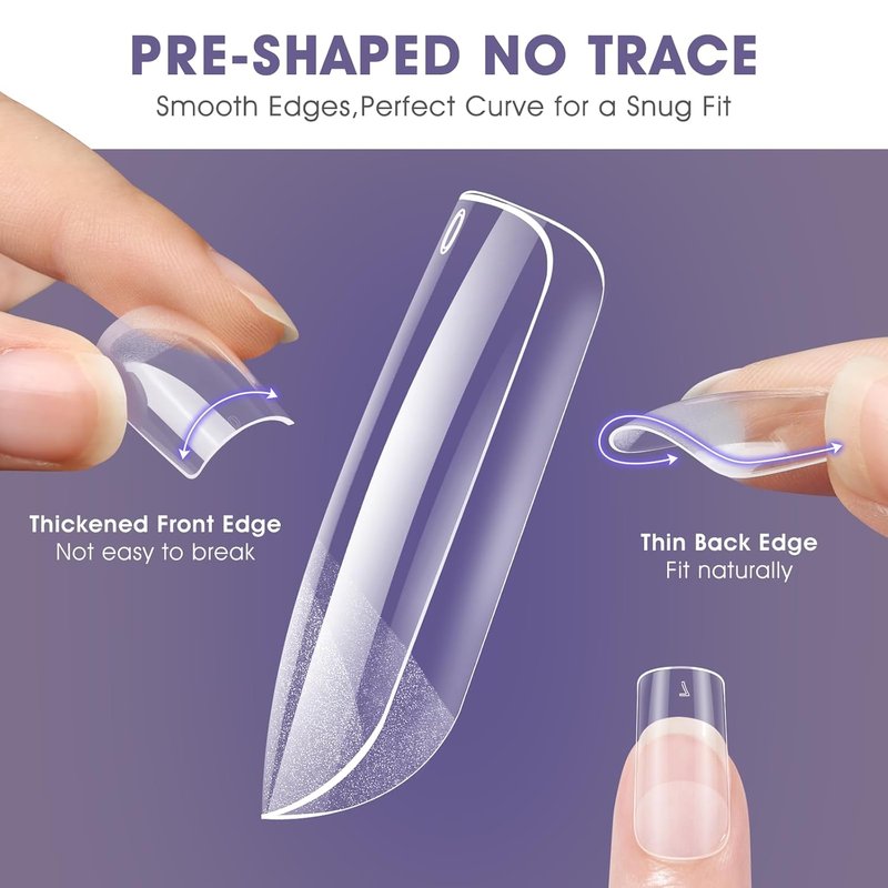 Short Square Gel Nail Tips - 240 PCS Full Cover Acrylic Fake Nails for DIY Manicure | 12 Sizes Available