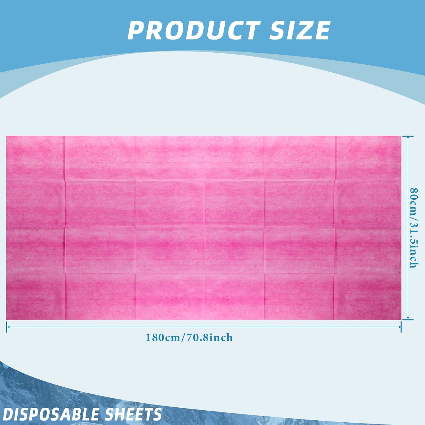 Tatuo 50 Pieces 31 x 70 Inches Disposable Bed Sheets Waterproof Bed Cover Massage Table Sheet Non-woven Fabric for Spa, Lash, Beauty Salon, Waxing, Hotels(Pink)