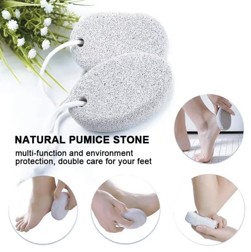 2-Pack Cottegy Natural Foot Pumice Stone for Feet, Pedicure Tools Hard Skin Callus Remover for Feet and Hands - Natural Foot File Exfoliation to Remove Dead Skin, Heels, Elbows, Hands. (White)