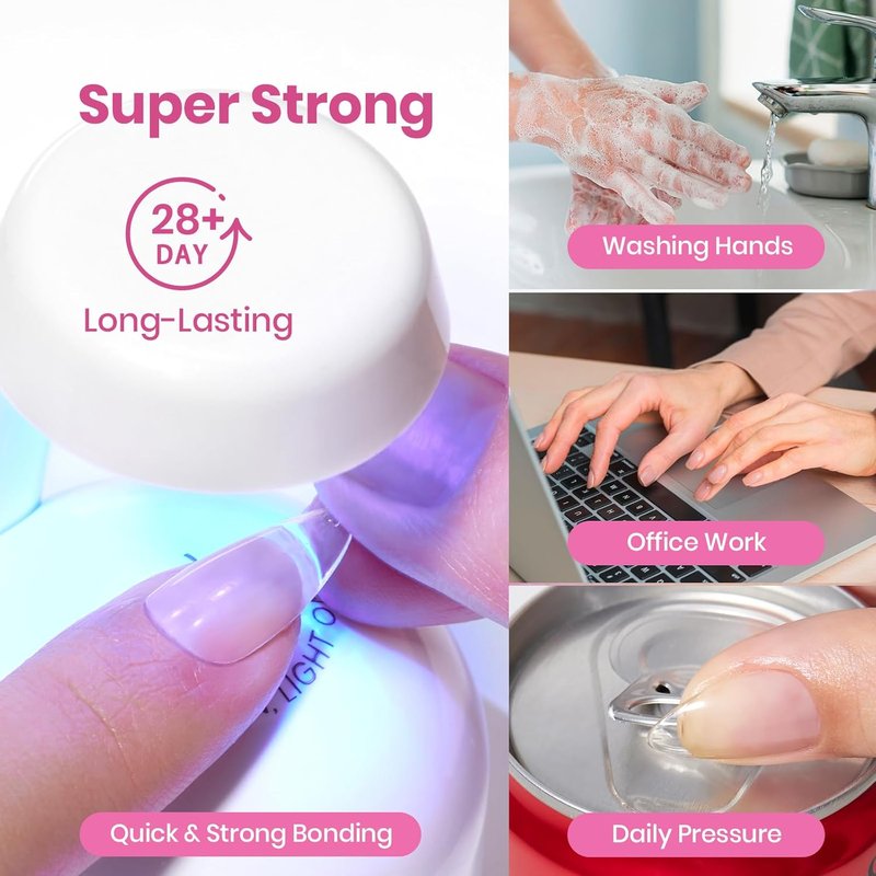 Beetles Gel Nail Kit - Etch-X Square Short Tips | 288pcs in 12 Sizes with Hema-Free Nail Glue Gel