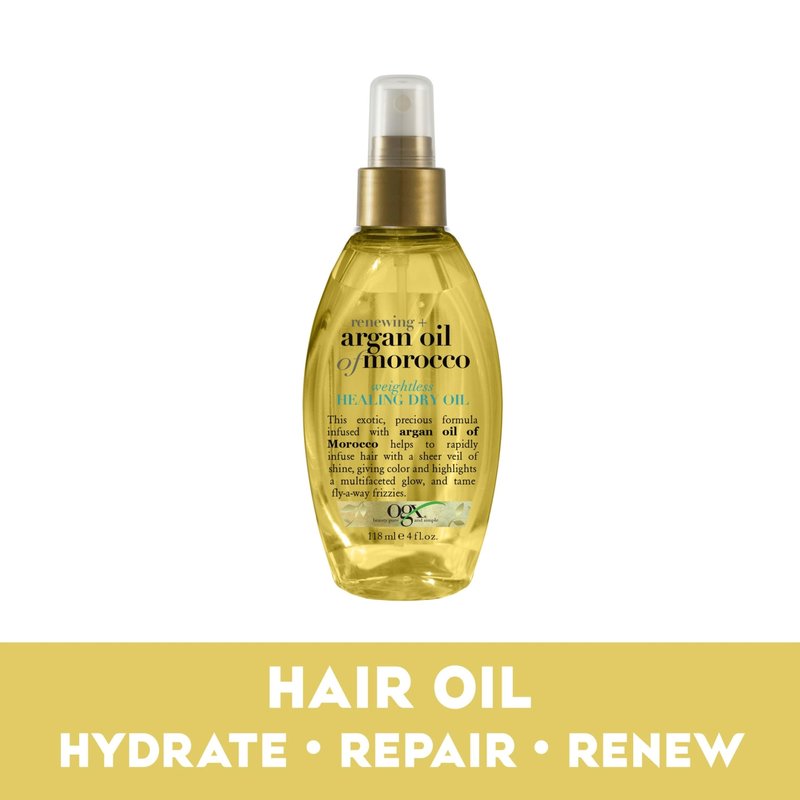 OGX Renewing + Argan Oil of Morocco Weightless Healing Dry Oil Spray, Argan Oil for Hair Care, Lightweight Mist for Split Ends, Frizz Control & Shine, Paraben & Sulfated-Surfactants Free, 4 fl oz
