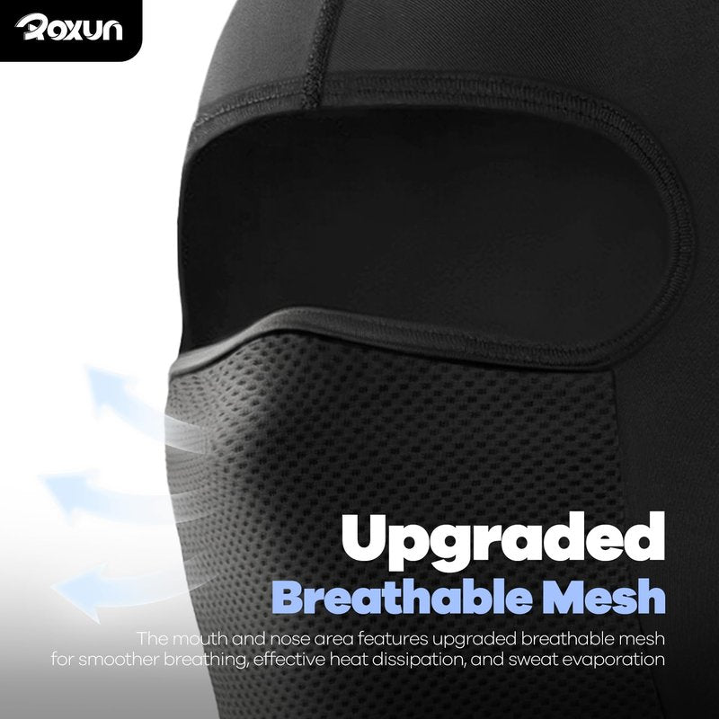 ROXUN Balaclava Cycling Face Mask, Summer Cooling Ice Silk Mesh Moto Sun Protection Ski for Men Women Black
