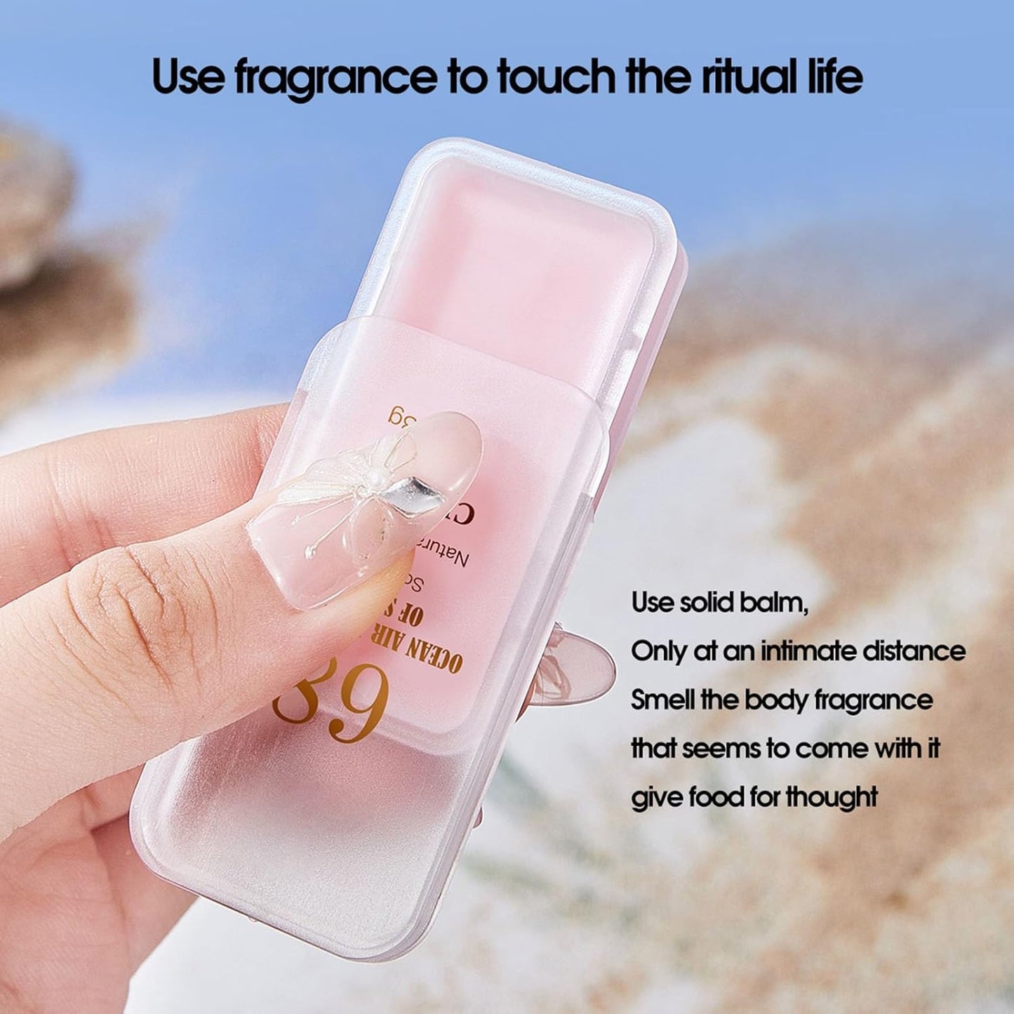 Solid Perfume Balm Womens Portable Travel Perfumes Set Natural Long Lasting Fragrances Mini Perfume Wax Gifts Non Sticky, 3 Scents of Ocean, Coconut, Jasmine