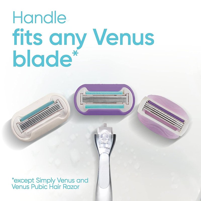 Gillette Venus Deluxe Smooth Platinum Razors - Women's Razor with Metal Handle & Anti-Slip Grip | 1 Razor & 2 Blade Refills