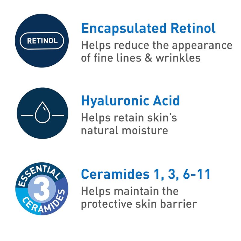 CeraVe Anti-Aging Face Cream SPF 30 - Retinol & Hyaluronic Acid, 1.76 oz | Hydrating Anti-Wrinkle Moisturizer