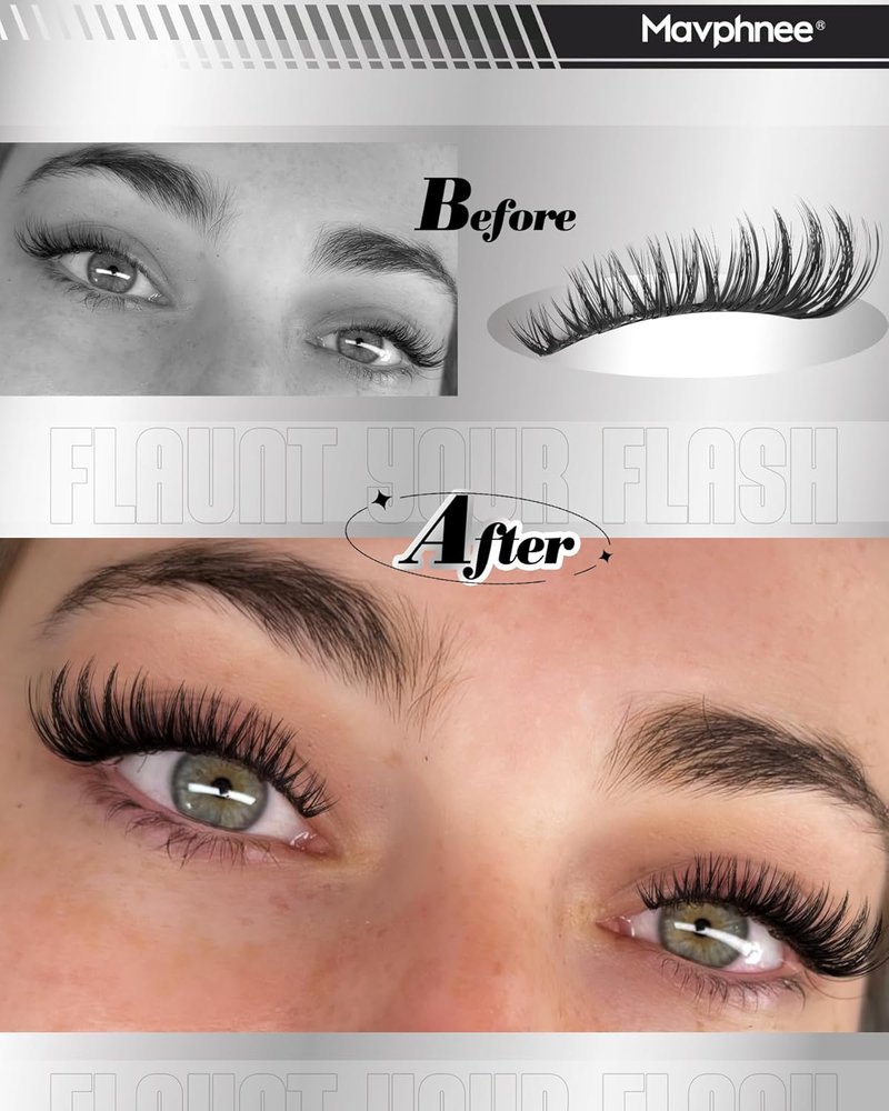 Flaunt Lash Clusters Kit - Wispy Individual Eyelash Extensions | 132 Pcs CD-Curly 8-18MM with Bond, Seal & Tweezers