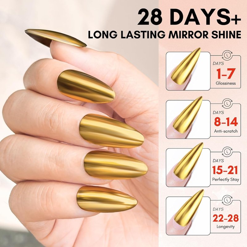 Gel Top Coat for Chrome Nail Powder - 15ml Clear No Wipe High Gloss Finish | Long Lasting & Easy Application