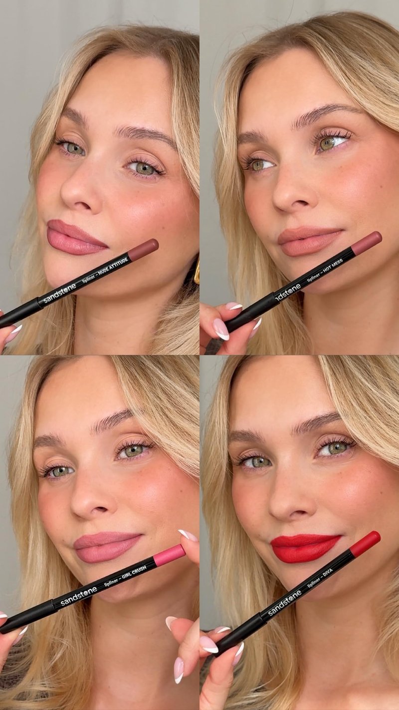 Sandstone Scandinavia Hypoallergenic Lip Liner Pencil – Smooth & Long-Lasting – Fragrance-Free, Vegan – for Sensitive Lips – Rosy Nude