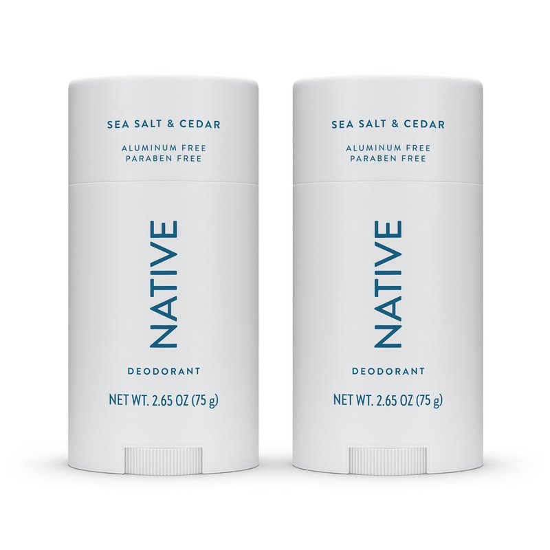 Native Deodorant Contains Naturally Derived Ingredients, 72 Hour Odor Control, Deodorant for Women and Men, Aluminum Free, Sea Salt & Cedar 2.3 oz (Pack of 2)