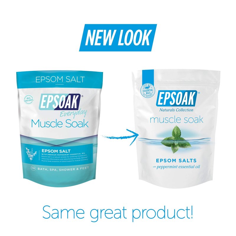 Epsoak Muscle Soak 2 lb. USP Magnesium Sulfate with Peppermint Scent Resealable Epsom Salt Bag, Made in The USA, Cruelty-Free Certified