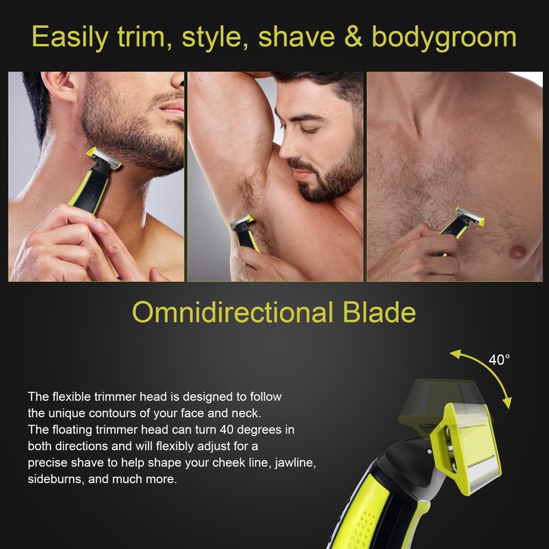 Electric Shaver Replacement Heads Compatible with Norelco One Blade Razors QP14xx,QP25xx,QP26xx,QP27xx,QP28xx,QP65xx,QP66xx Models (4 Pack)