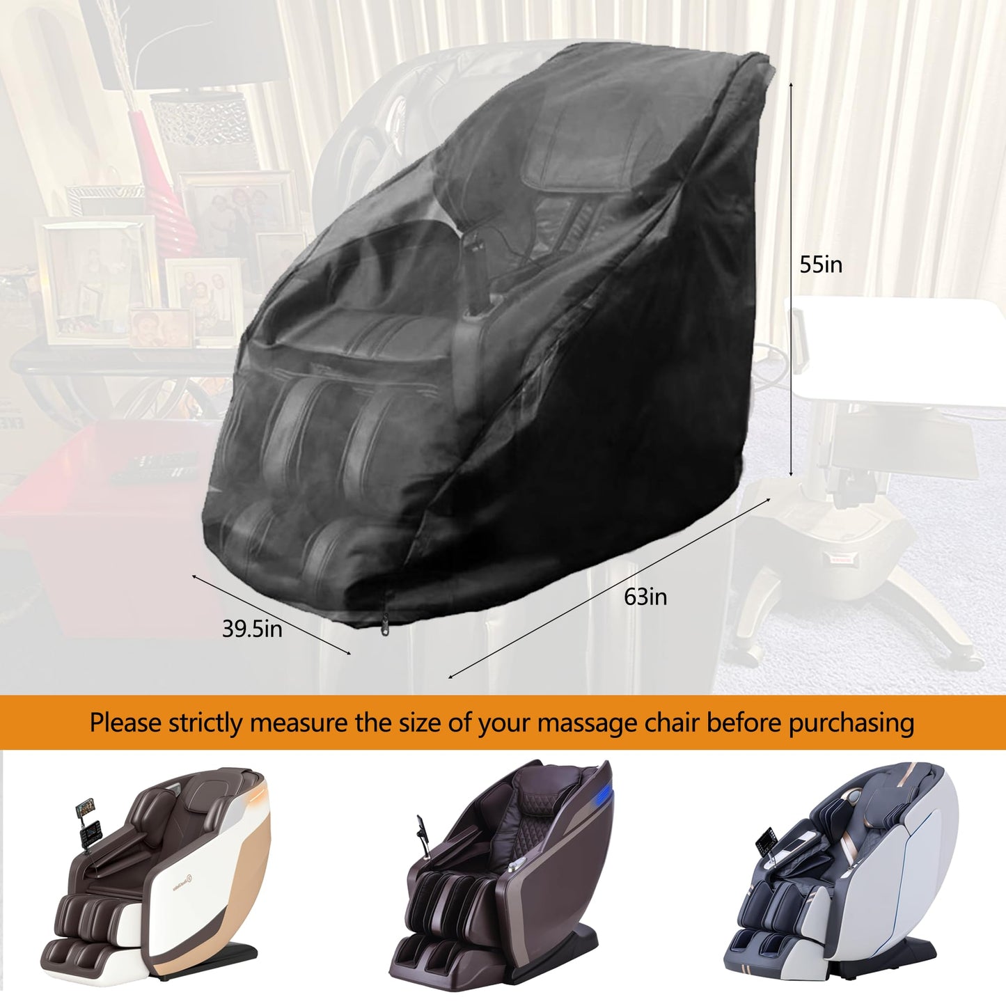 Sqodok Massage Chair Cover, Dustproof and Waterproof 420D Oxford Cloth Full Body Zero Gravity Chair Cover for Massage Chair Recliner Furniture Cover, Pet Scratch Cover