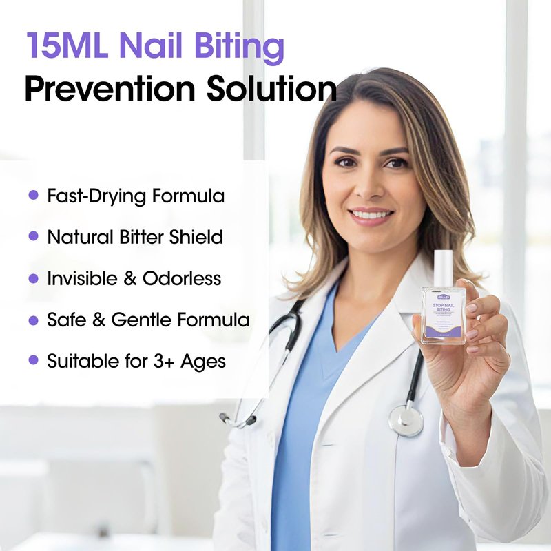 Gellen Nail Biting Treatment for Kids & Adults - 15ml Safe Nail Biting Prevention Thumb Sucking Deterrent Bitter Taste No Biting Nail Polish Nail Care Solution to Help Stop Finger Biting & Nail Repair
