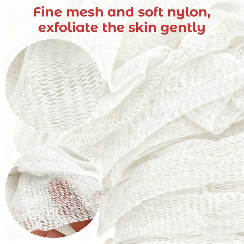 GTFL.RTPOP Shower Back Scrubber Loofah on Stick - Premium Exfoliating Bath Sponge for Gentle Skin Smoothing, Beige White