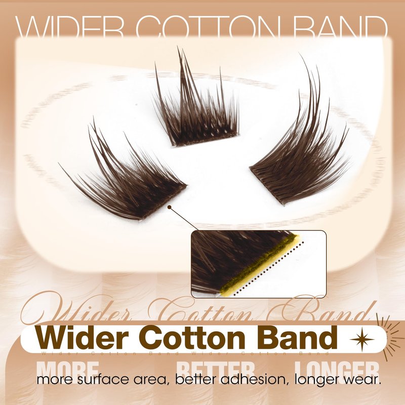 Mavphnee Brown Lash Clusters Wispy Fox Eye Eyelash Clusters Pre-Mapped 9-16MM Cluster Eyelash Extensions with Flexible Band & CC+L Curve Natural Individual Lashes For Soft Vibe