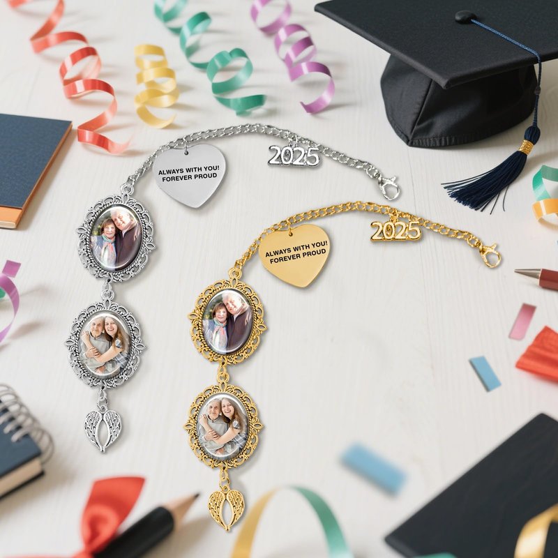 Dyoart Custom Photo Grad Cap Tassel Charms, Memorial Gifts for Class of 2026 Gown Ceremony, Personalized Graduation Cap Decorations Gifts for Grads Him Her