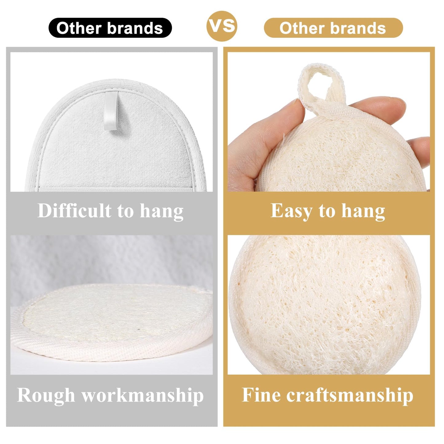 8Pcs Natural Loofah Exfoliating Face Pads 3.15Inches Face Exfoliator Scrubber Facial Cleansing Sponge for Women Men Bath Spa and Shower