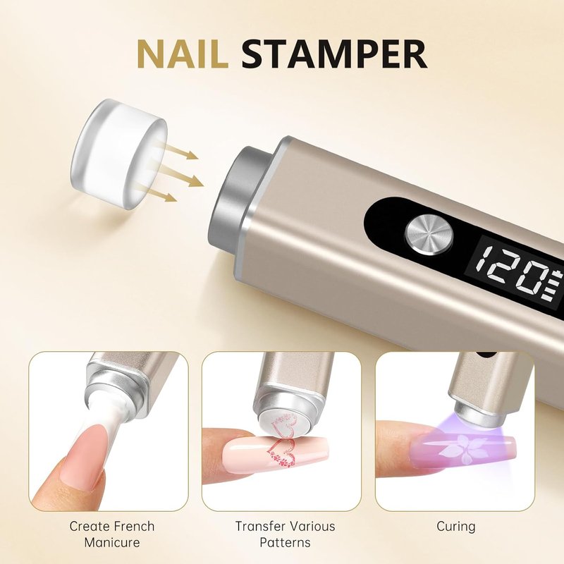 Skiennix Flash Cure Nail Lamp - Handheld UV Light for Gel Nails | 3-in-1 Cordless Design, Rechargeable & LED Display