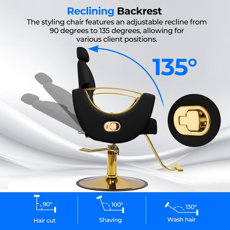 Lavoker Barber Chair Reclining Styling Salon Chair for Hair Stylist Height Adjustable 360 Swivel for Home Barbershop