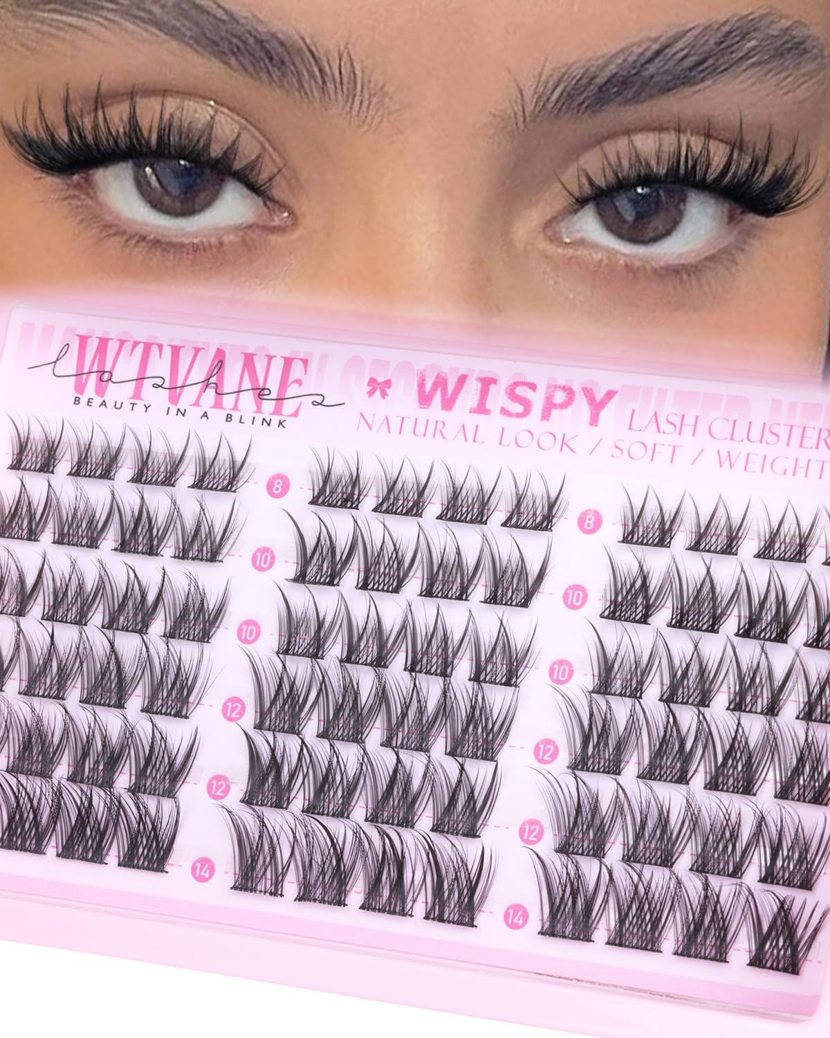 Wispy Eyelash Clusters Natural Lash Clusters Short 8-14mm Cluster Eyelash Extensions C-Curly Individual Lashes Soft Thin Band False Eyelashes Cluster Natural Look Daily Wear