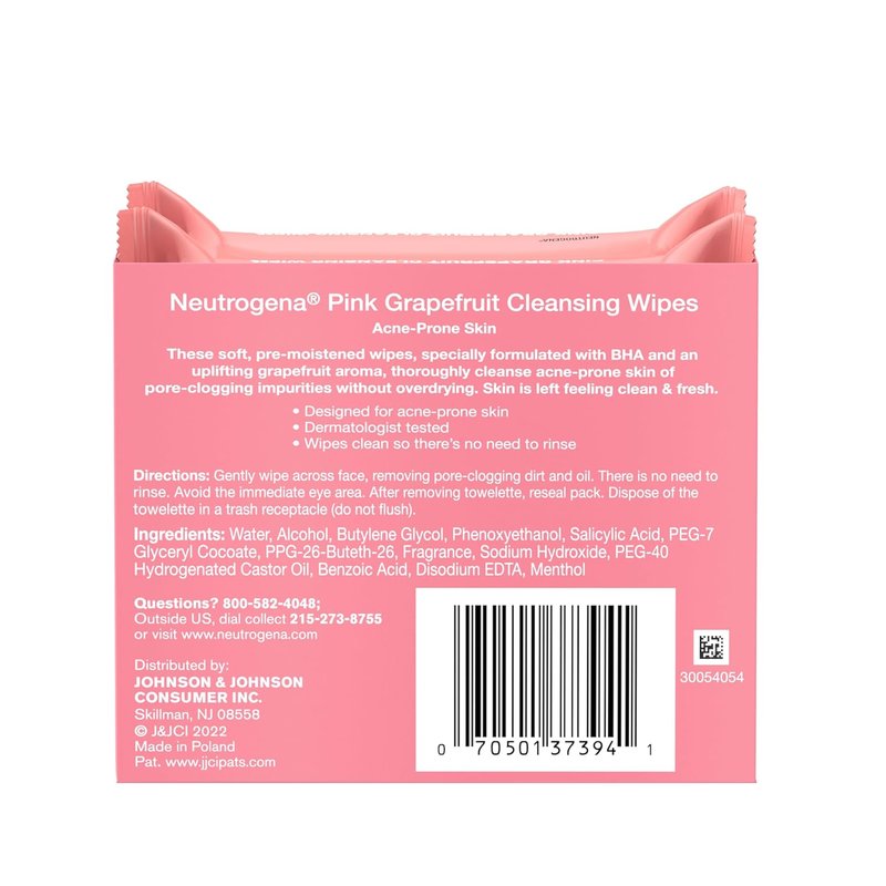 Neutrogena Makeup Remover Cleansing Towelettes, Pink Grapefruit, 25 Count, Twin Pack