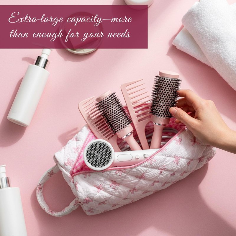 Hair Tools Travel Bag 14x5x3.9inch Hair Dryer Bag Portable Pink Travel-Case Hair-Styling Accessories Storage Case for Curling Irons Flat Irons Travel Essentials Haircare Accessories