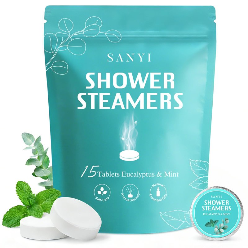 Shower Steamers Aromatherapy 15 Pack, Fathers Gifts, Eucalyptus & Mint Shower Bombs with Natural Essential Oils, Quick Sinus Relief Nasal Congestion, Relaxation Home Spa Gifts for Women Men