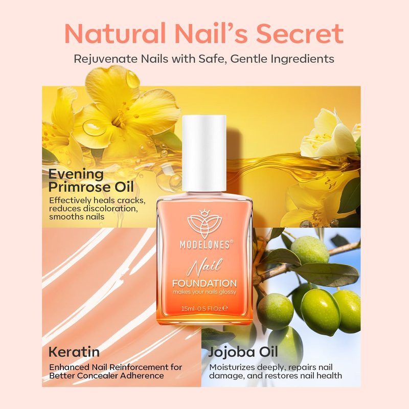 modelones Nail Strengthener Nude Nail Repair for Damaged Nails Strengthening Polish 15ml Nail Growth and Strengthener Natural Concealer Foundation Nail Care Gifts for Women