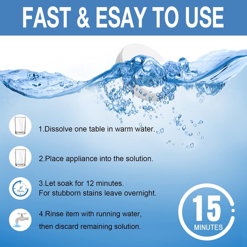 EZGO Retainer Cleaner Tablets, Denture Cleaning Tablets for Mouth Guard, Night Guard and Removable Dental Appliances, Removes Stains, Bad Odor, Plaque in 3 Minutes, 4 Months Supply (120 pcs)