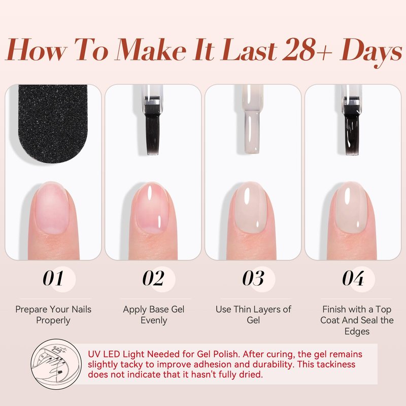 Born Pretty Jelly Light Pink Gel Nail Polish,Sheer Jelly Milky White Peach Neutral Nude Gel Polish Pale Pink Color Soak Off U V Gels for French Manicure Nail Art at Home 15ML