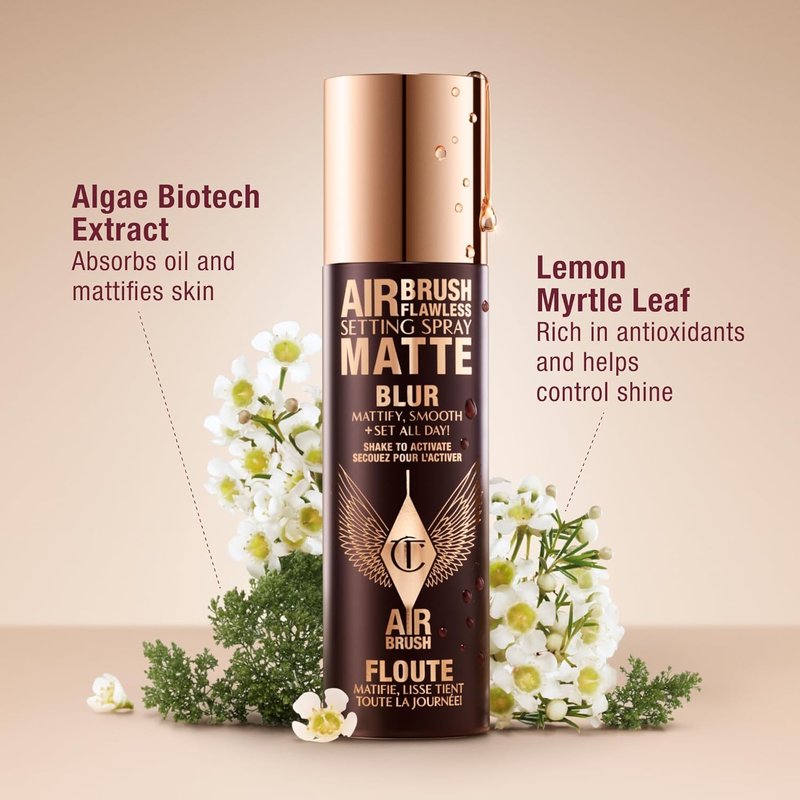 Charlotte Tilbury Airbrush Flawless Matte Setting Spray - Ultra-Fine Mist for 16Hr Makeup & Oil Control | Humidity & Waterproof