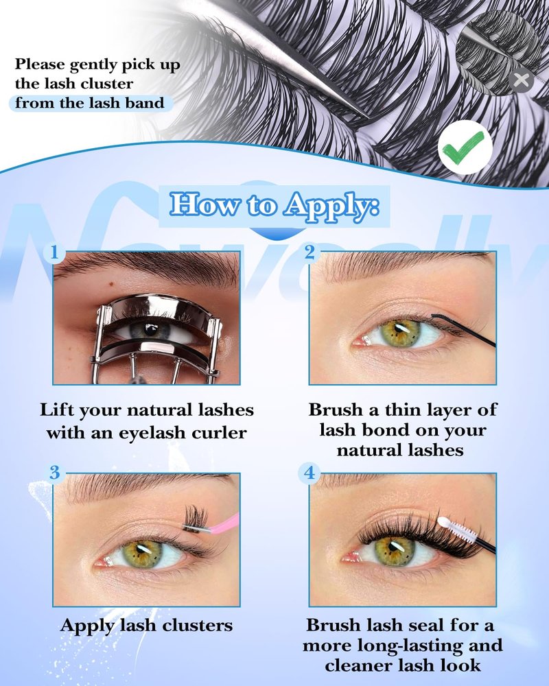 8-14MM Natural Wispy Lash Clusters Short Eyelash Clusters Soft DIY Lash Extension CD-Curly 3D Look Individual Lashes Cluster Eyelash Extensions by Newcally