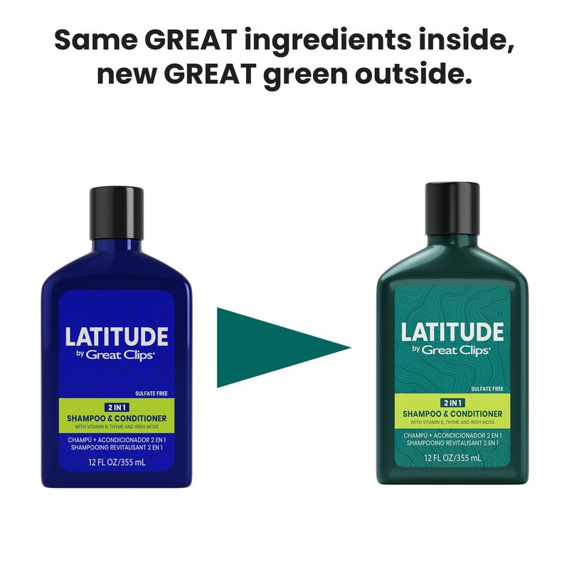 GREAT CLIPS LATITUDE 2-in-1 Shampoo + Conditioner | Daily Shampoo and Conditioner Set for Men | Promotes Full + Healthy Hair | 12oz | Packaging May Vary
