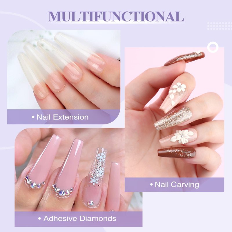 Saviland Acrylic Nail Kit: French Sculpture Set with Clear/Nude/Pink Powder and Liquid, Brush, Cuticle Oil for Professional DIY Nail Art - Beginner Set