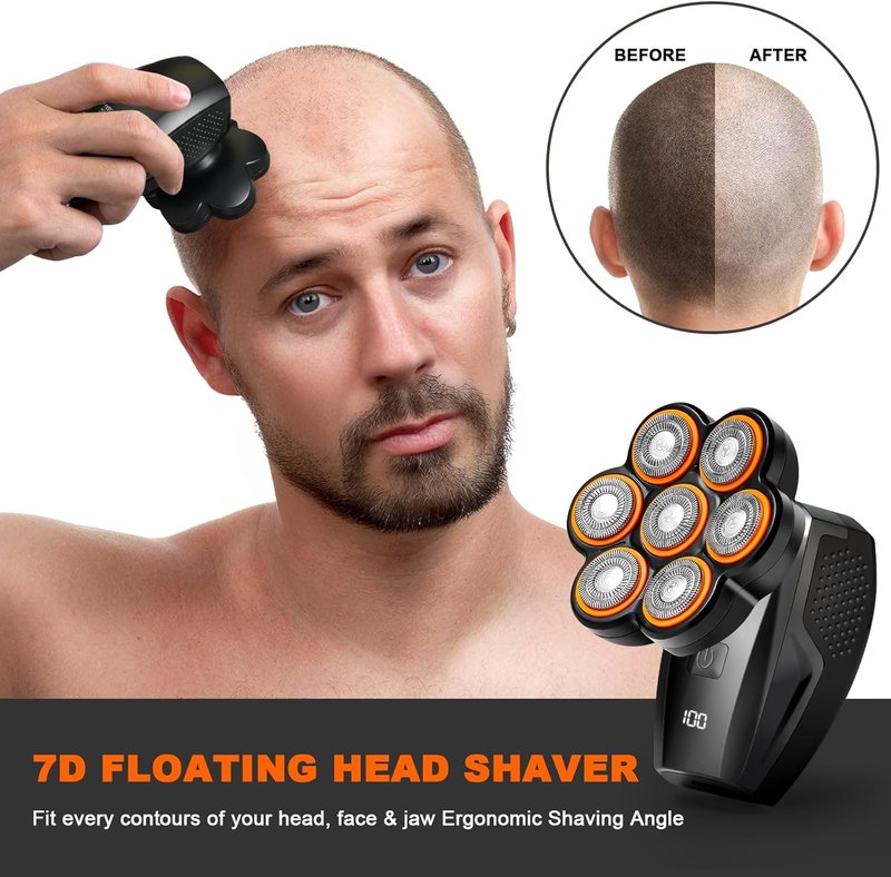 Head Shavers for Bald Men | Rechargeable Electric Razor - 120min Runtime, Waterproof Wet/Dry Grooming Kit