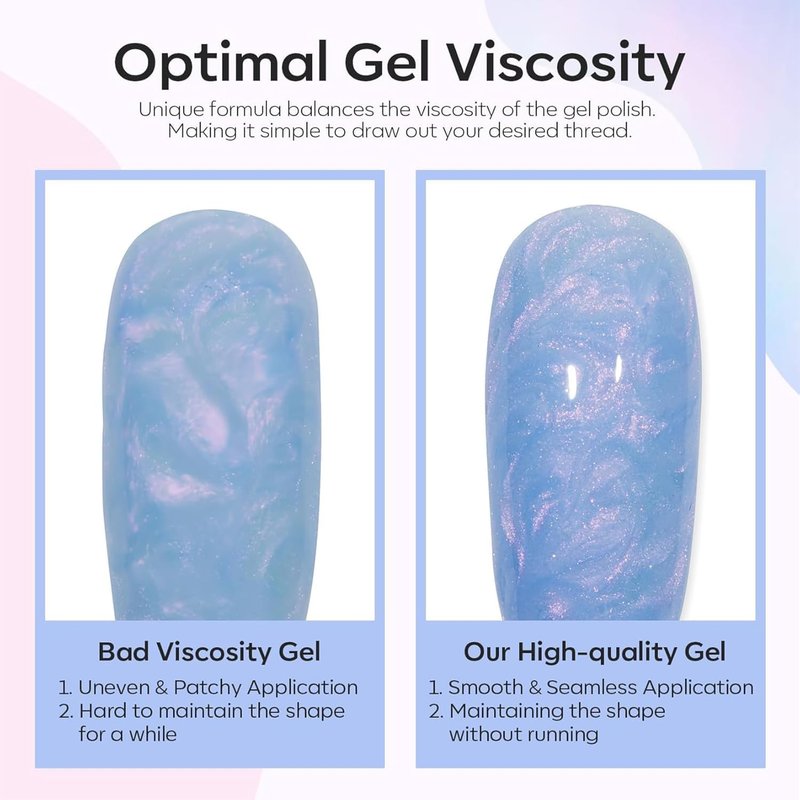 Modelones Pearl Gel Nail Polish Set - Hema-Free 6 Colors with Iridescent Shimmer & Mermaid Glitter | DIY Gift Set