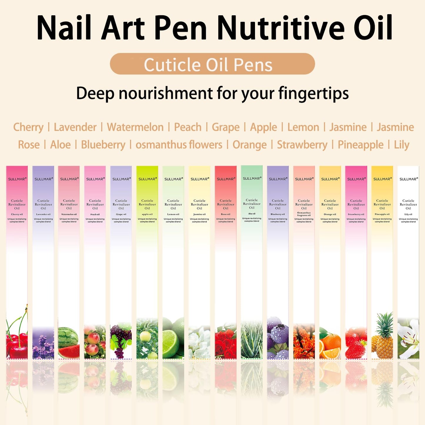 SULLMAR 12pcs Cuticle Oil Pen Sweet Almond Nail Growth Serum and Repair Treatment Hydrating Oil for Dry Cuticles and Skin Cuticle Buddy Revitalize Nails with Radiant Cosmetics' Nail Growth Oil