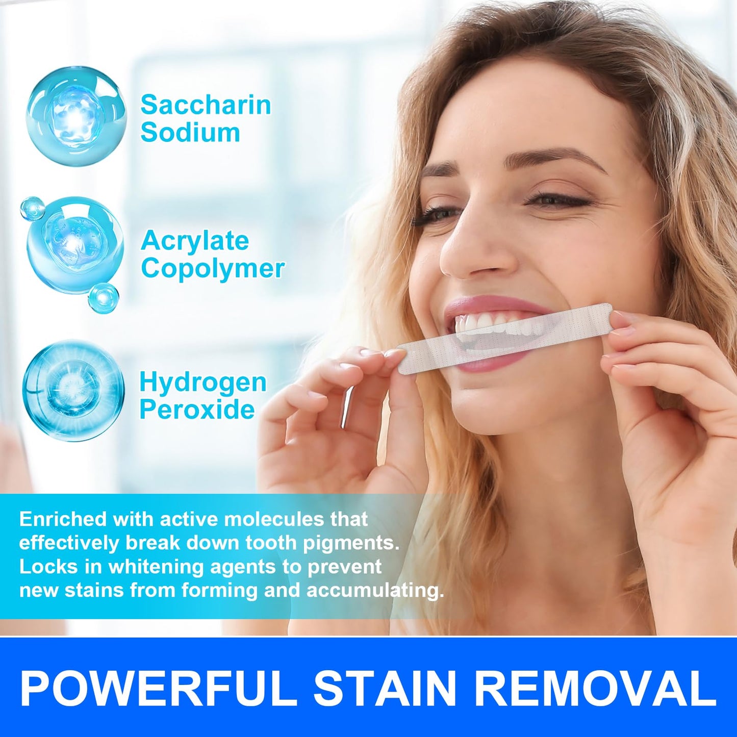 Teeth Whitening Strips Kit, 28 Strips for Sensitive Teeth, Peroxide Free & Gentle Formula, Safely Brighten Smile, Remove Stains, No Bleach, Enamel Safe, 21 Treatments
