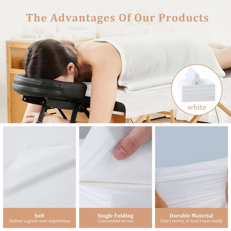 Disposable Bed Sheets 100 Pcs 31"x 71" Massage Table Cover Non Woven Fabric SPA Sheet Breathable for Massage Beauty Tattoo(White)