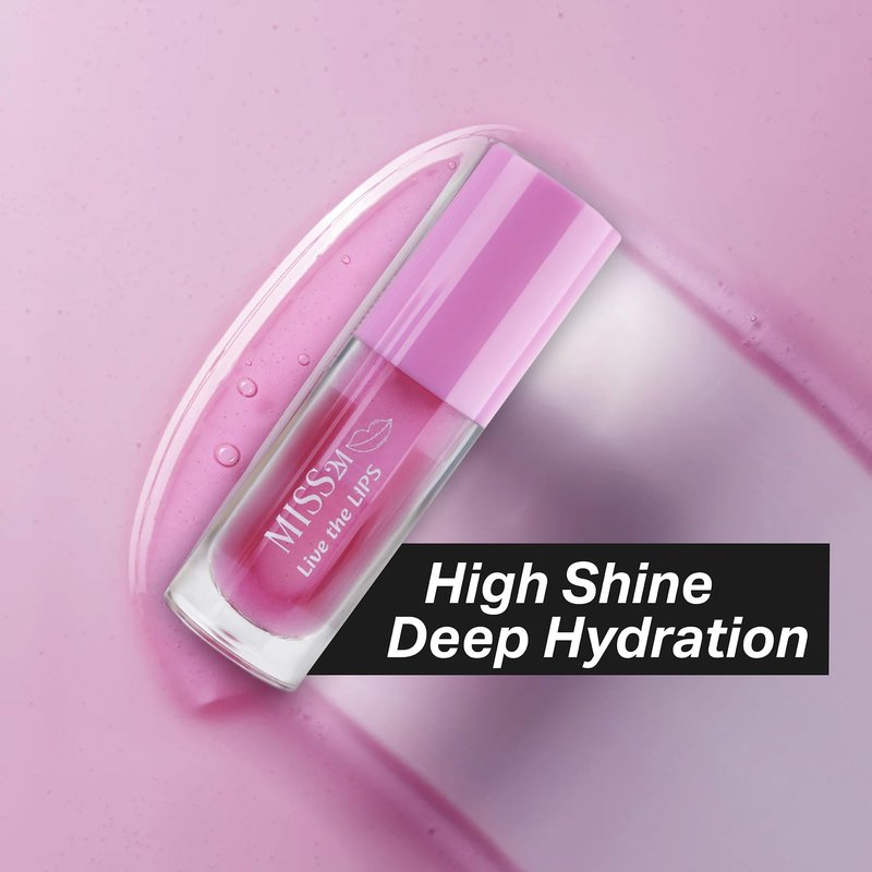 MISS2M Hydrating Clear Lip Gloss with Nourishing, Non-Sticky Jojoba Oil Natural Lip Plumper Gloss: 01 Strawberry, 0.14 Fl Oz