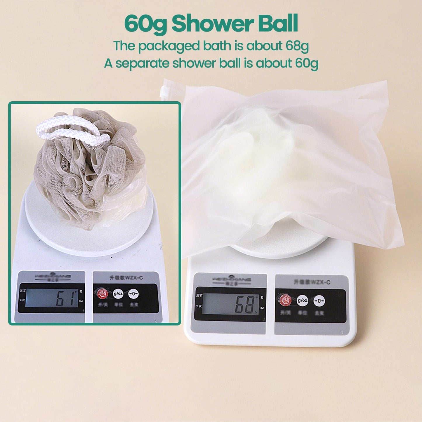 Ttarxug Loofah Individually Wrapped,60g Loofah Sponge, Exfoliating Bath Scrunchies Shower Sponge Pouf Body Scrubber,Body Wash Sponge Ball,Shower Mesh Puff for Travel-Big Large (1 Count (Pack of 6))