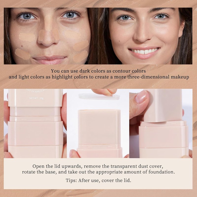 O'CHEAL Face Foundation Contour Stick - Long-Wear Lightweight Concealer for Blemishes | Shade 02 Natural