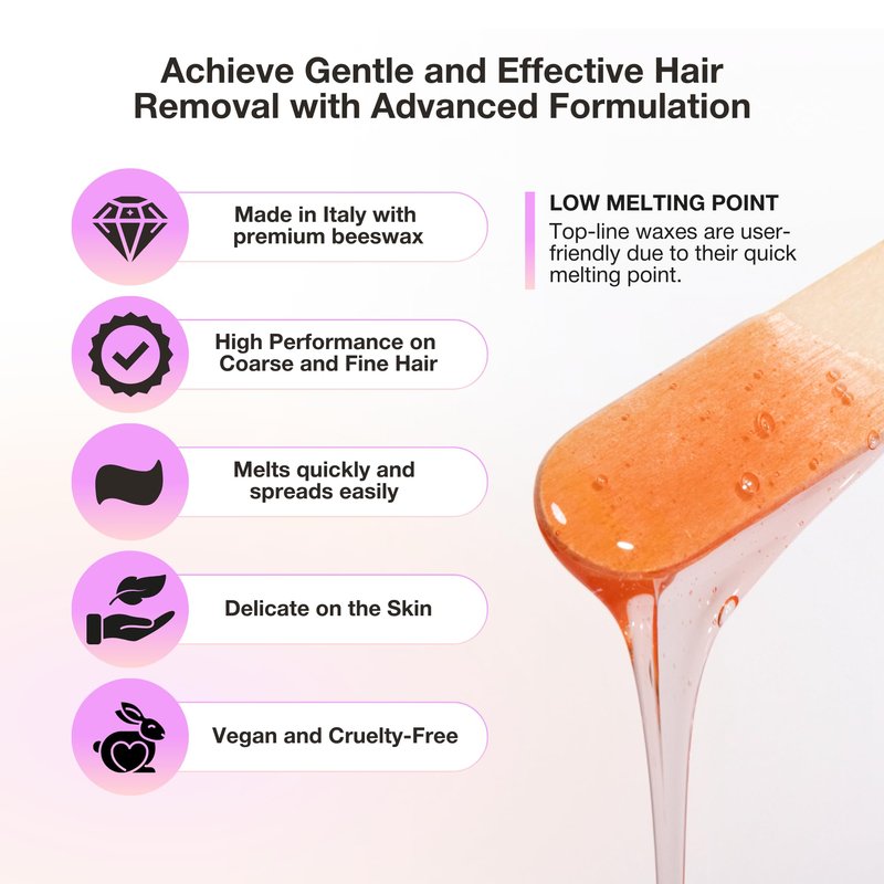 Curacoro Italian Wax Beans - 200g Hard Wax Beads for Full Body Hair Removal on Face, Body, Brazilian, Bikini, Legs, Underarms, Skin-Friendly Waxing Beads for Women & Men, Made in Italy (Orange)