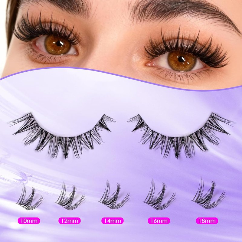 Ocean Pearl Lash Clusters Kit - 154pcs Manga-Inspired Spike Effect Lashes | DIY Eyelash Extensions with Bond, Seal & Tweezers