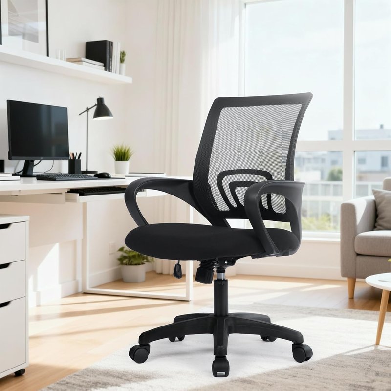 Ergonomic Office Desk Chair - Mesh Gaming Seat with Adjustable Height & Lumbar Support | Black